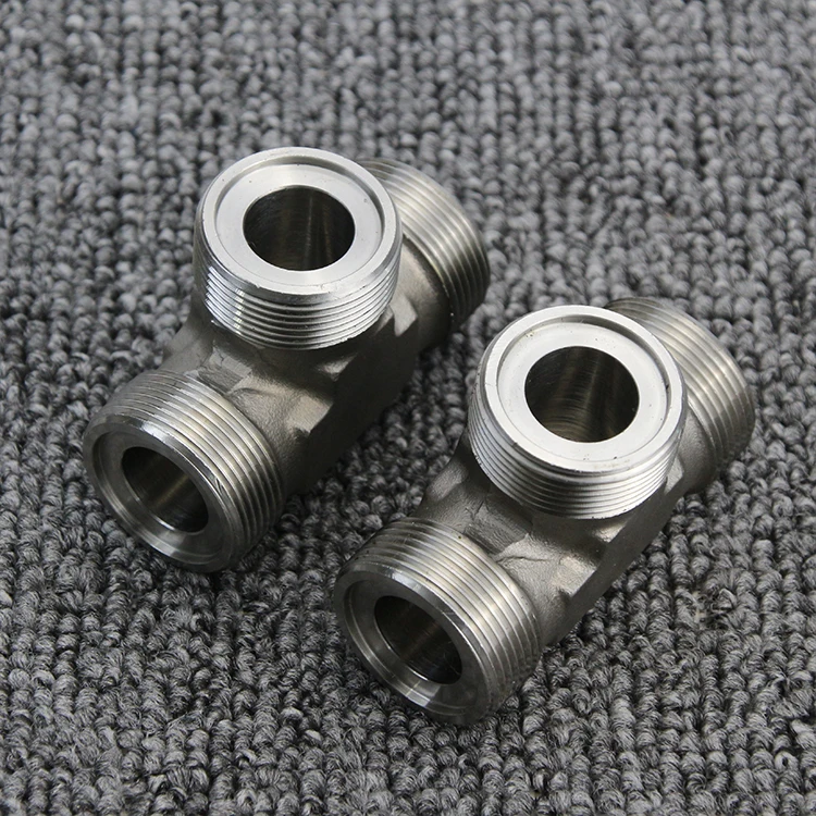 Stainless Steel BSPT threads steel tee hydraulic adapters