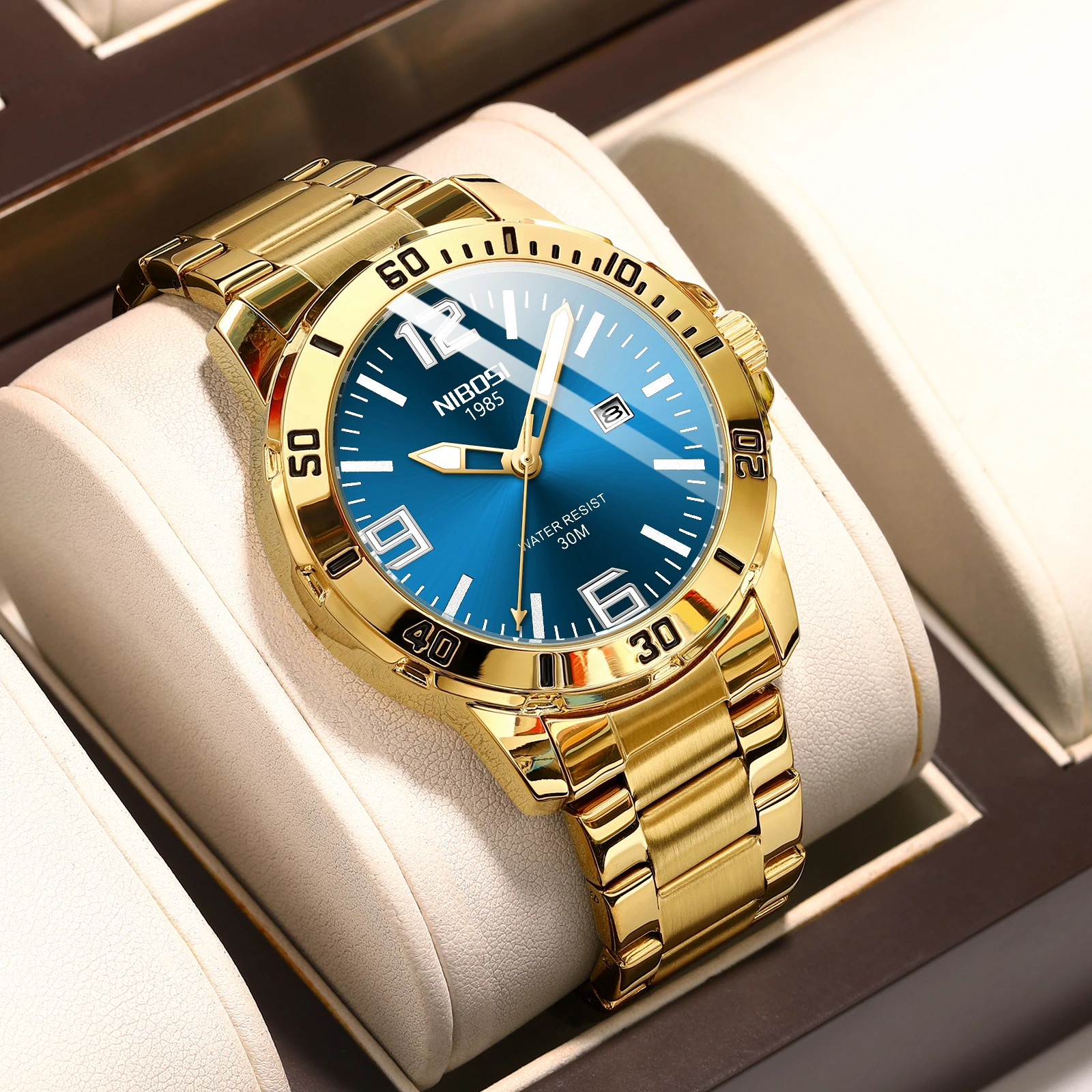 Wholesale Price NIBOSI Brand Custom Analog Watch For Man Steel Luxury Waterproof Luminous Date Men Wristwatch Montre Pour Hommes