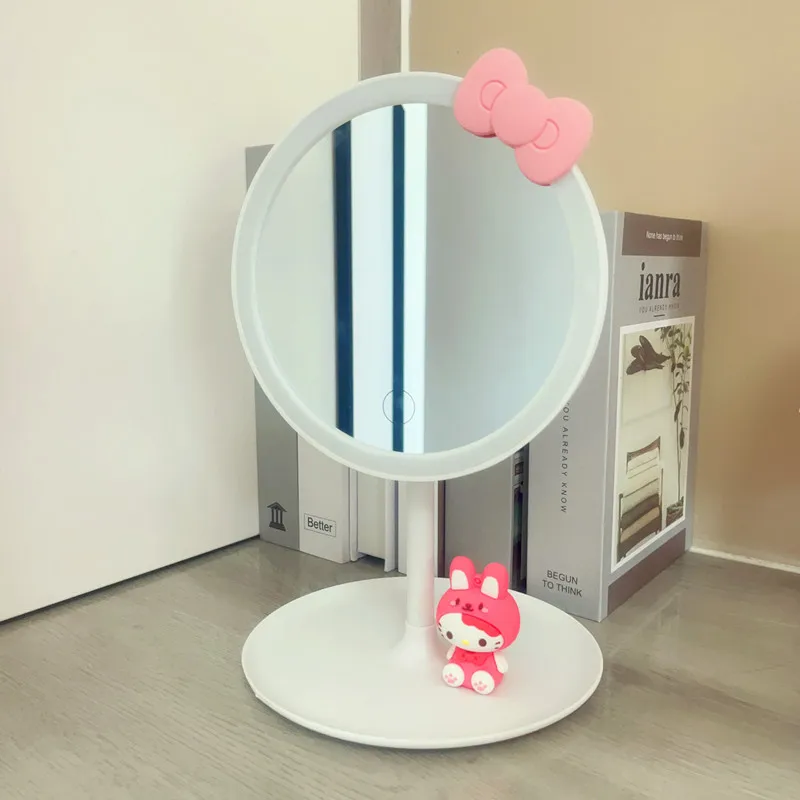 Hello Kitty Smart desktop Mirror LED Light touch screen Detachable pocket Vanity  Makeup Mirror Dressing Table fill light mirror