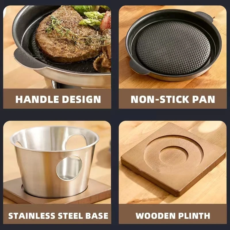 Japanese Style Outdoor Camping Alcohol Stove Yakiniku Stainless Steel Non-stick BBQ Grill Smokeless Mini Portable Barbecue Grill