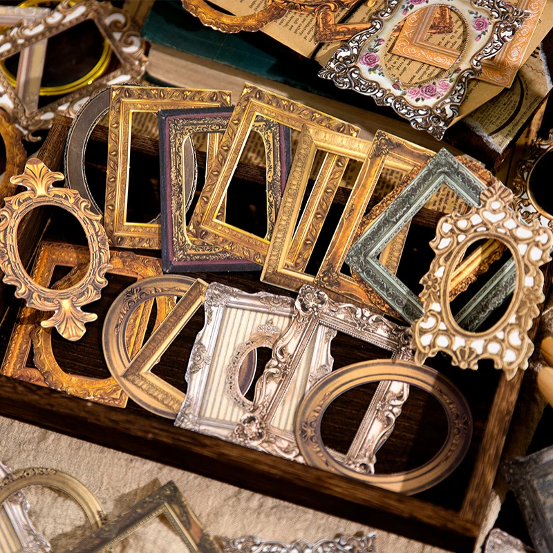 0pcs Art Collection Series Vintage Frame Hollow out Cardstock Decorative Scrapbooking Material Label Diy Diary Journal Planner