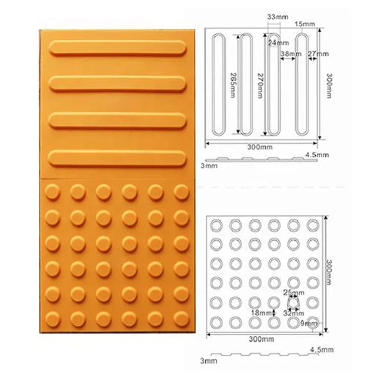 Outdoor Laying Of Pedestrian Anti Slip Pvc/Tpu Tactile Indicator Tiles For Blind People Parking Safety