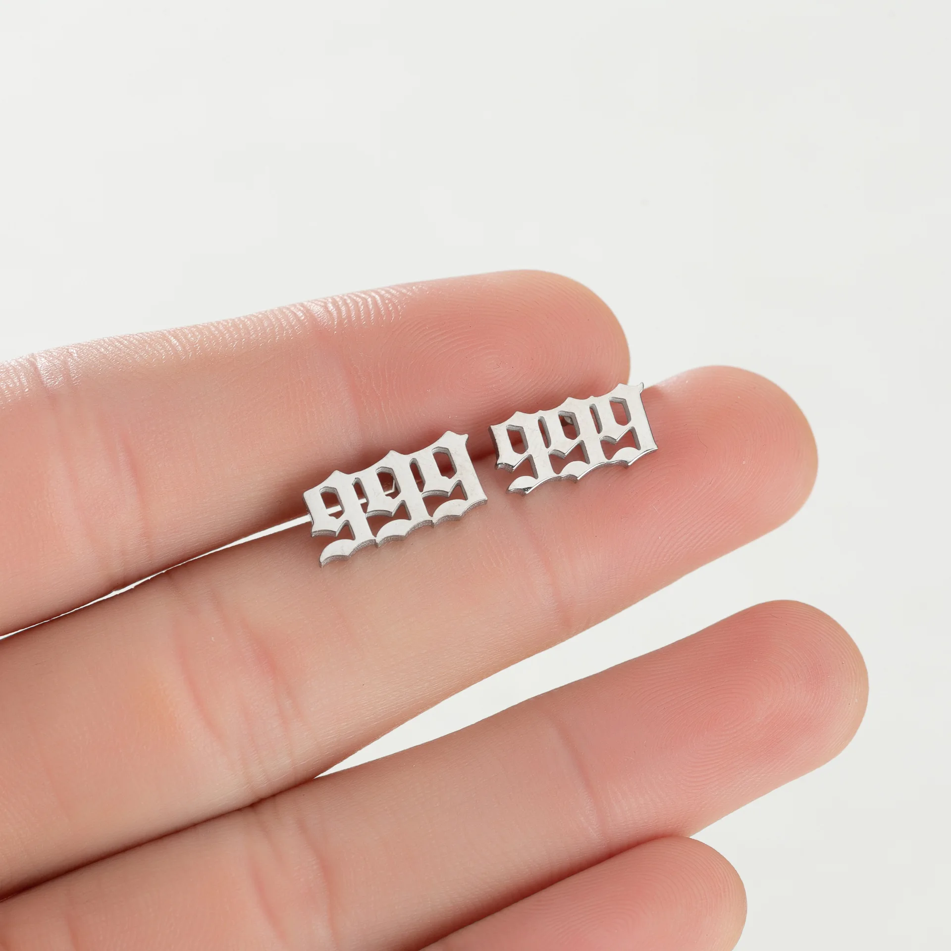 Wholesale Rose 18K Gold Silver Plated 111 222 333 444 555 666 777 888 999 Women Stainless Steel Angel Number Stud Earring