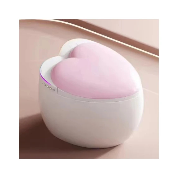 Pink Color New Arrival Love Heart Shape Intelligent Water Closet Bathroom Floor Mounted Automatic Seat Smart Toilet Bowl