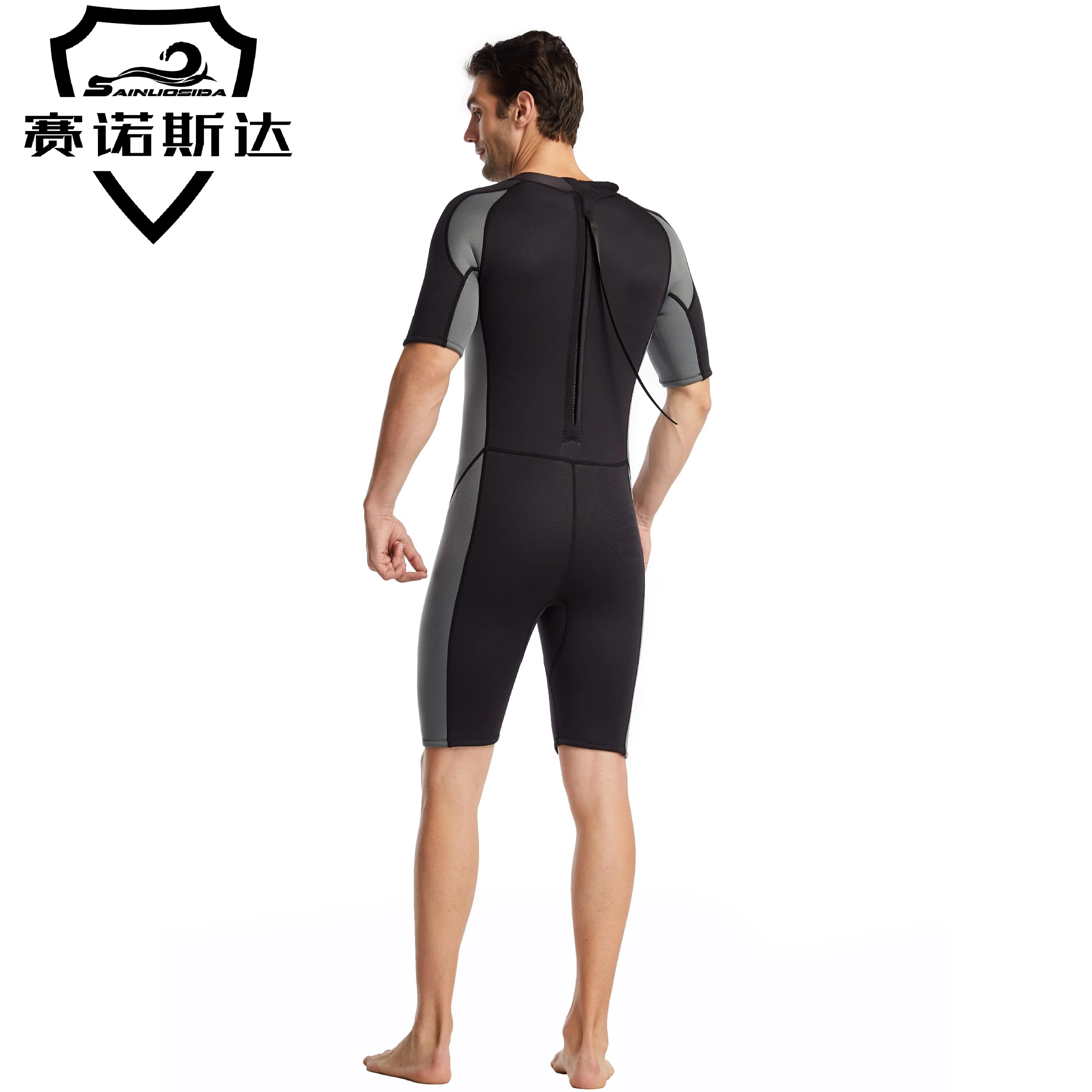 W1073 3mm Triathlon Neoprene Wetsuit For Swimming Scuba Diving Suit Men One-Piece Spearfishing Wet Suits Short Sleeve Surf Suit