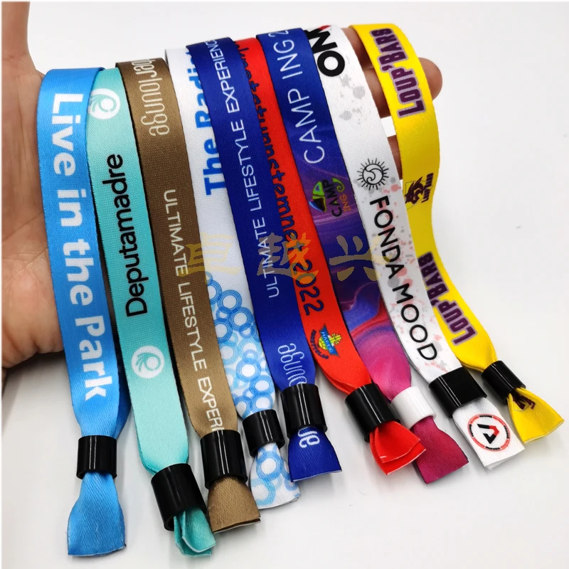 Polyester Handmade Fabric Woven Cloth Wristband Wrist Band For Festival Event Fabric Bracelets