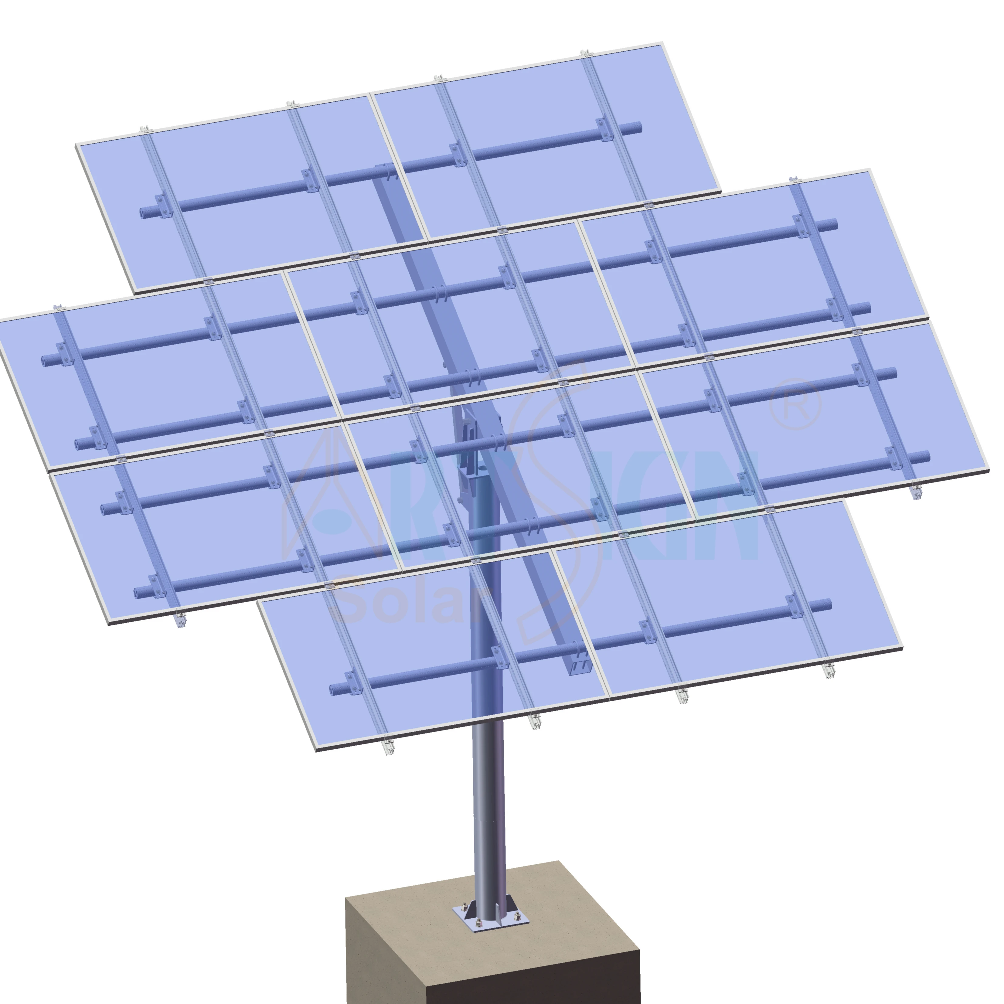 grid rack Ground pipe brackets mount structure solar panel mounting single pole plates galvanized mounting brackets