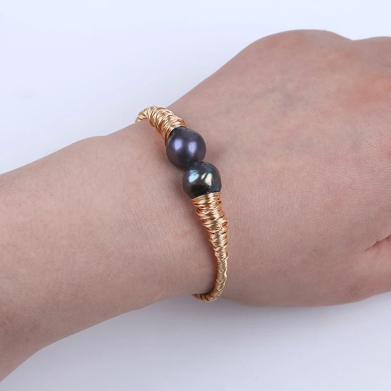 Luxury Design Natural Edison Round Shape Pearl Freshwater Pearl Bracelet