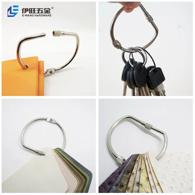 YIWANG Different Sizes Metal Nickel Plating D Shape Screw Lock Binder Rings For Pamphlets