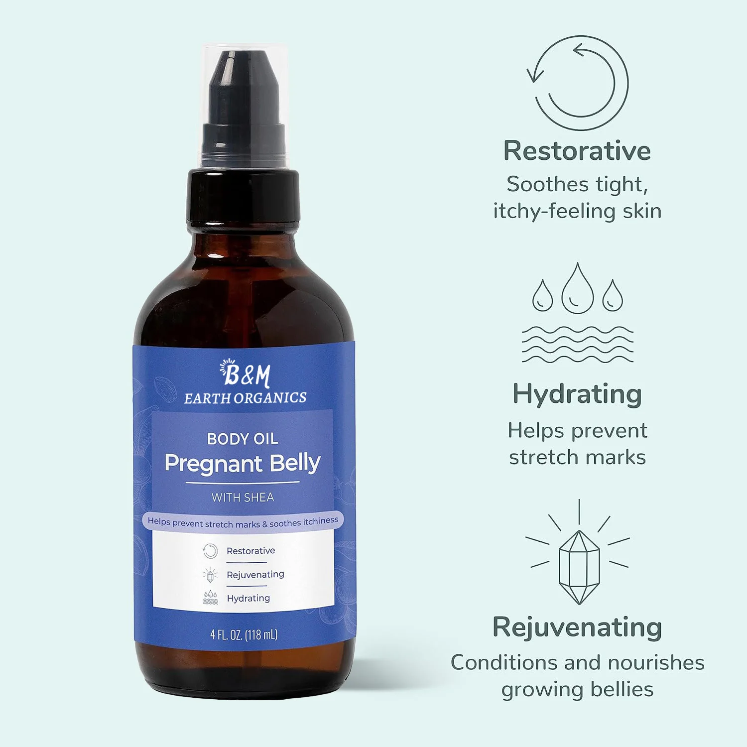 Pregnant Belly Body Oil with Shea Soothes Tight Itchy Feeling Skin Conditions and Nourishes
