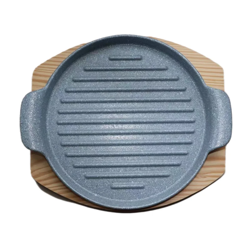 Factory price indoor outdoor cast iron sizzling plate round bbq grill pan masterclass premium cookware