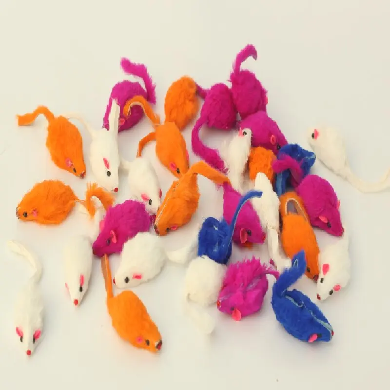 wholesale cat wand toy feather rabbit fur 2024 new mixed  color set of 20 pieces vivid mouse  pet  dog chew toy cat toy new