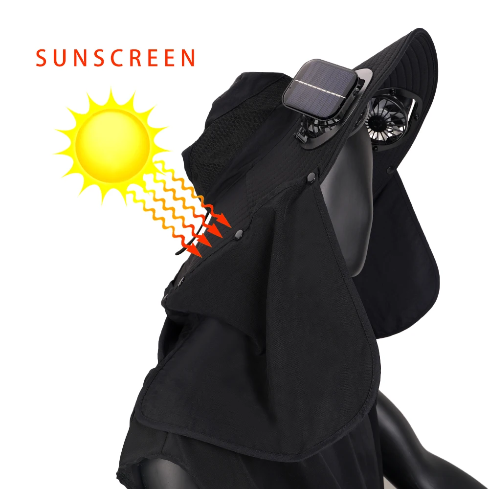 High Quality Summer Solar Powered Sun Visor Cap Travel Outdoor Riding Fan Caps