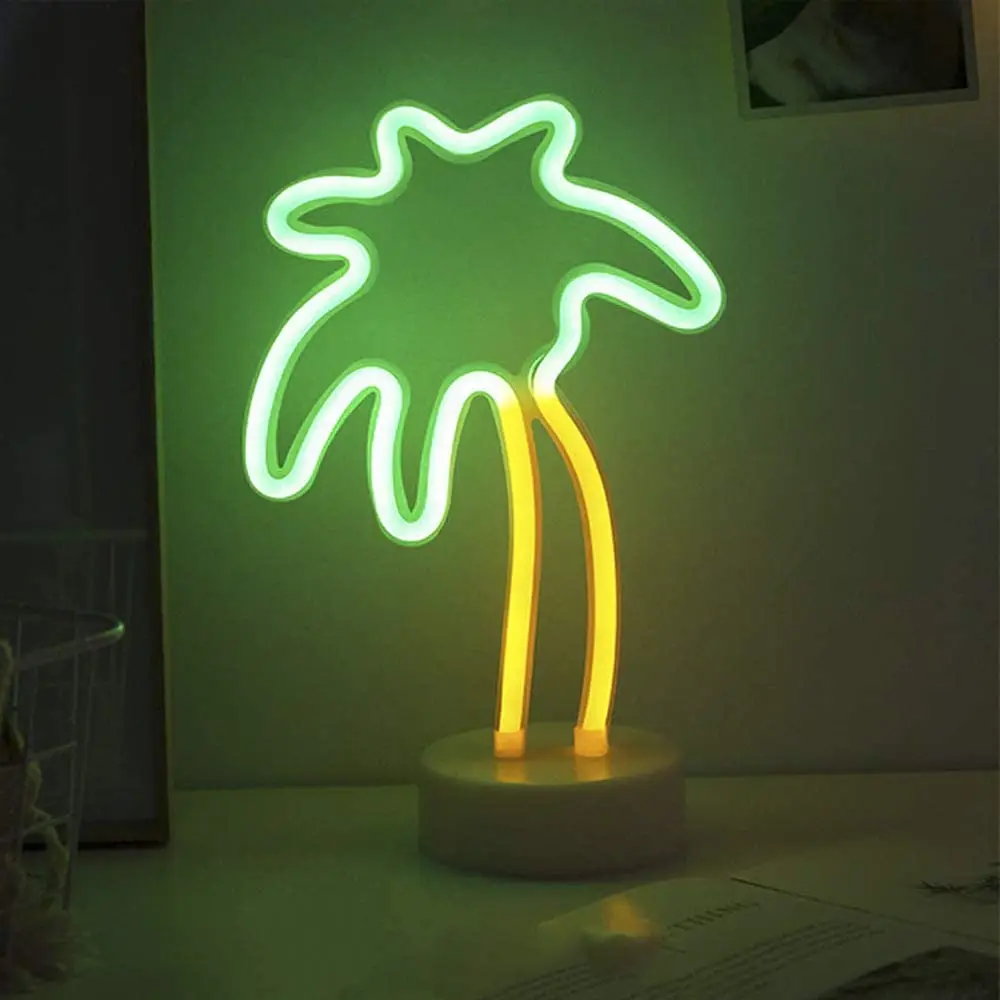Holiday gift china suppliers 12vdc neon sculpture custom logo neon light sign glass custom palm tree neon table lamp