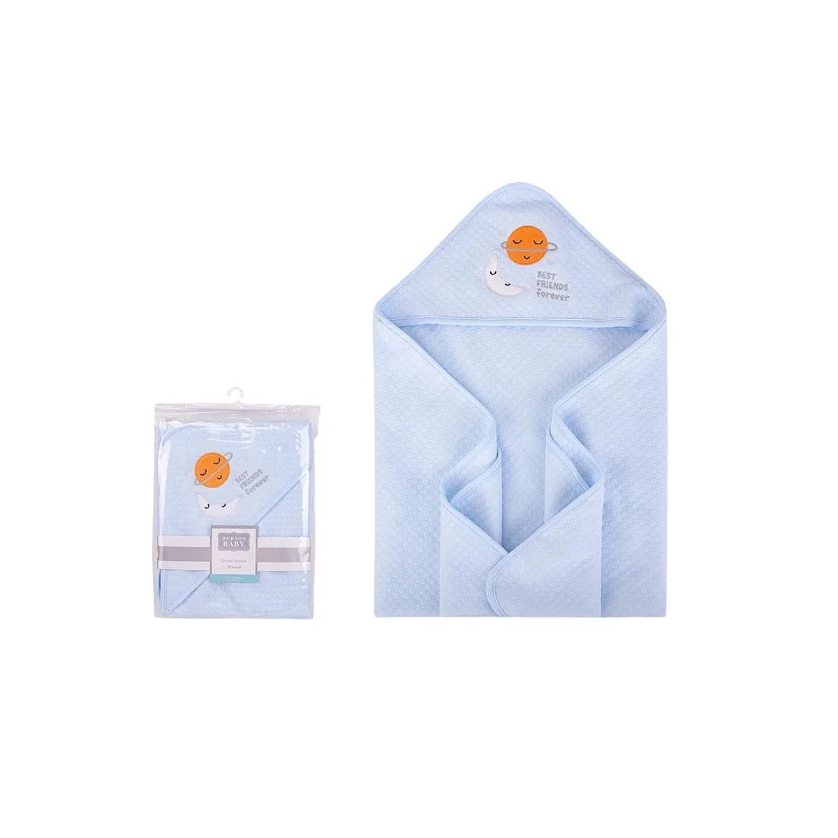 Wholesale Hudsonbaby high quality baby quilted blanket with hooded, low price baby quilted blanket with hooded