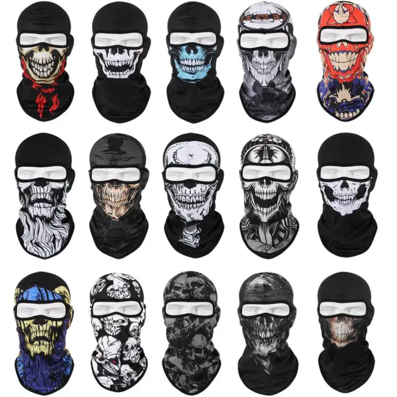 Breathable quickly-dry Outdoor cycling full face cover protective skeleton Ghost mask motorcycle Bicycle Helmet liner hat