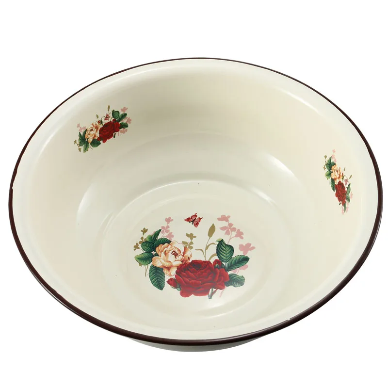 Wholesale Enamel Coating basin with flower for kitchenware