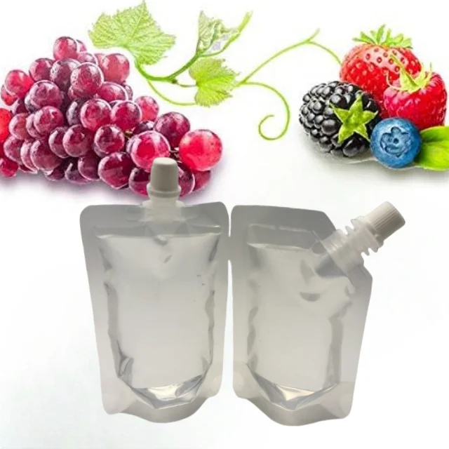 Ready to Ship Stand up reusable Clear 100ml 200ml 300ml Biodegradable Juice energy Drink Beverage Liquid Plastic Spout Pouch