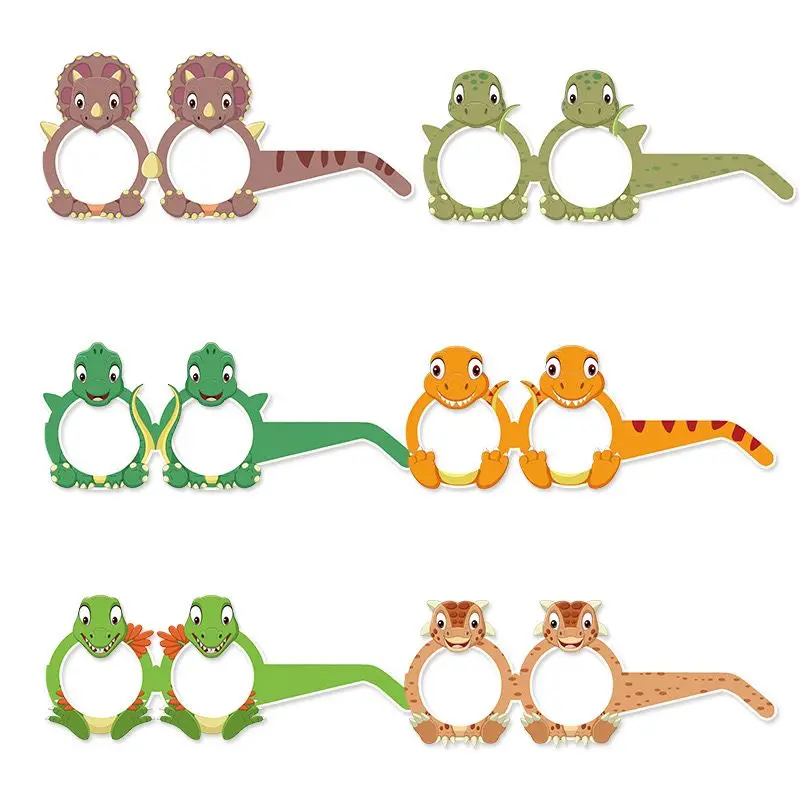 New dinosaur paper 3D glasses cute cartoon animal Dinosaur party carnival children photo props decoration