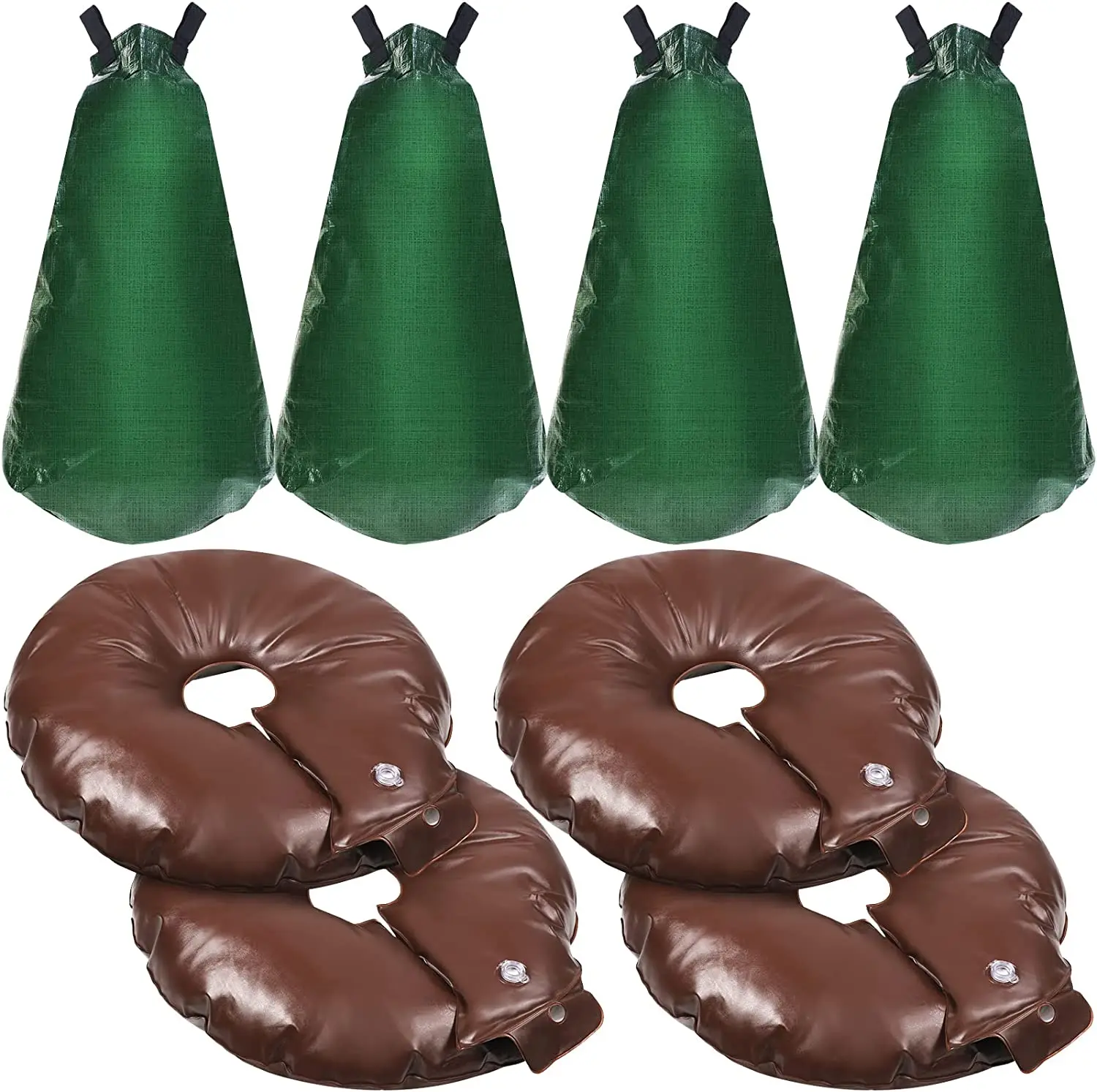 20 Gallon Green Tree Watering Bag 15 Gallon Slow Release Water Saving PVC Brown Tree Watering Ring for Shrubs Drip Irrigation