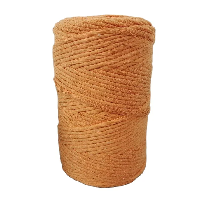 Diy handmade braided rope 100% recycle single twist cotton rope 4mm macrame cord for crochet crafts