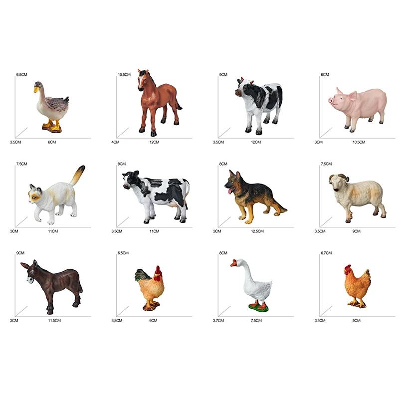 New arrival Lifelike Farm Animal Toy Farm Set Plastic Toys Farm Animals Rubber With Name Car For Children