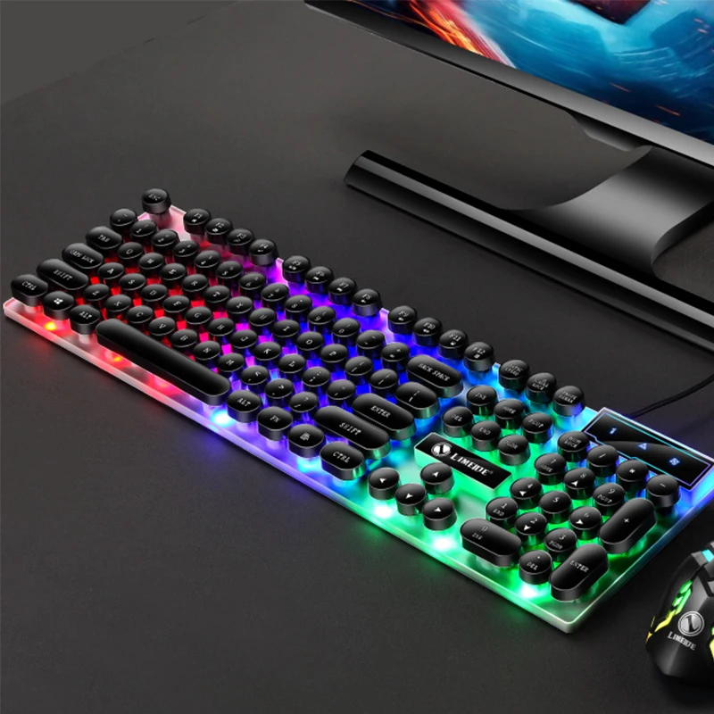 Selead Factory Mechanical Keyboard and Mouse Wired Combo Backlit 104 Key Mechanical Keyboard RGB Mouse