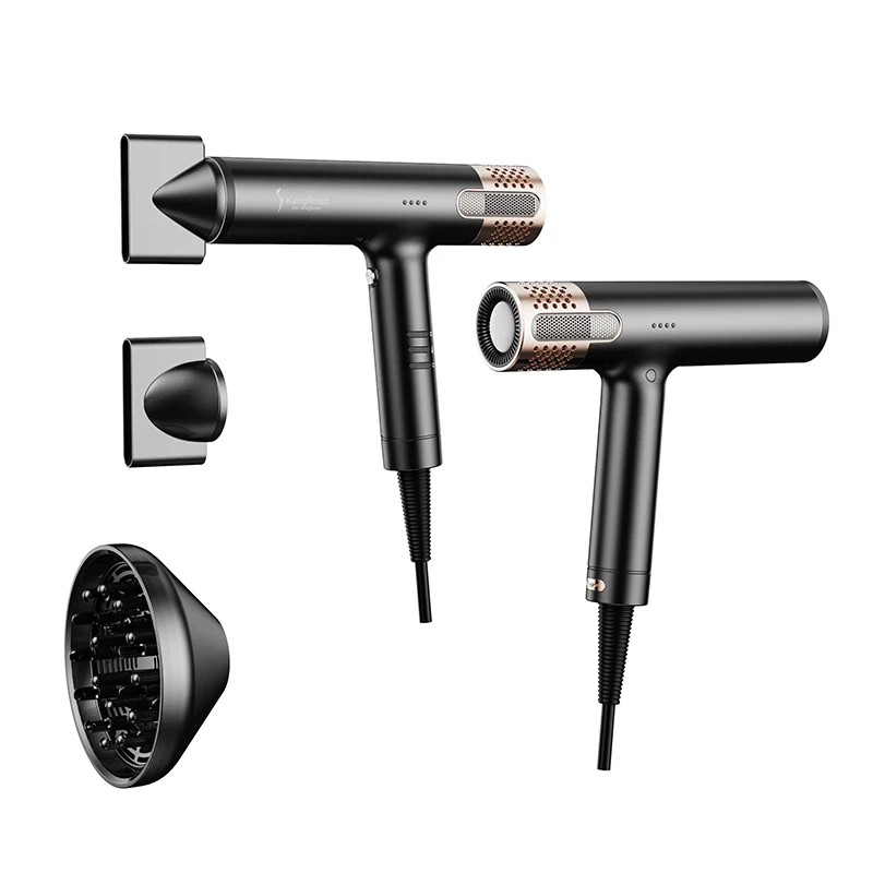 Kang Road Wholesale LCD BLDC 110000 RPM Brushless Motor Hair Blow Dryer for Fast Drying Negative ion Hair Dryer Double air inlet