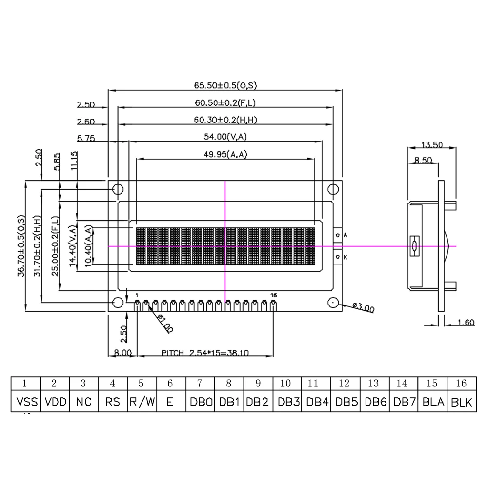 LCD 1602 large character LCD module Splc780d1 controller STN lcd display 16x2