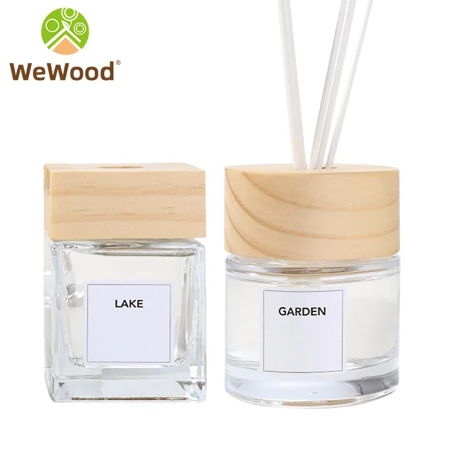 Vietnam Plug In Aroma Fiber Stick Reed Black Glass Diffusers Bottle Set With Wood Lid For Hotel