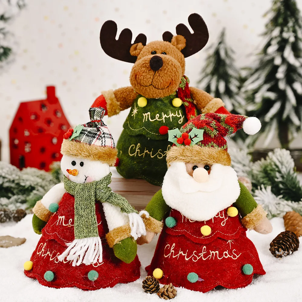 Multifunctional Santa Snowman Deer Shaped Doll Christmas Gift Candy Bag Christmas Decorations Cartoon Doll Apple Gift Bag