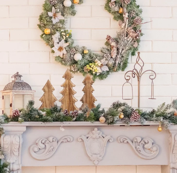 202411 3 Pcs Wooden Christmas Trees Tabletop Christmas Trees Wood Christmas Decoration Handmade Wooden Trees