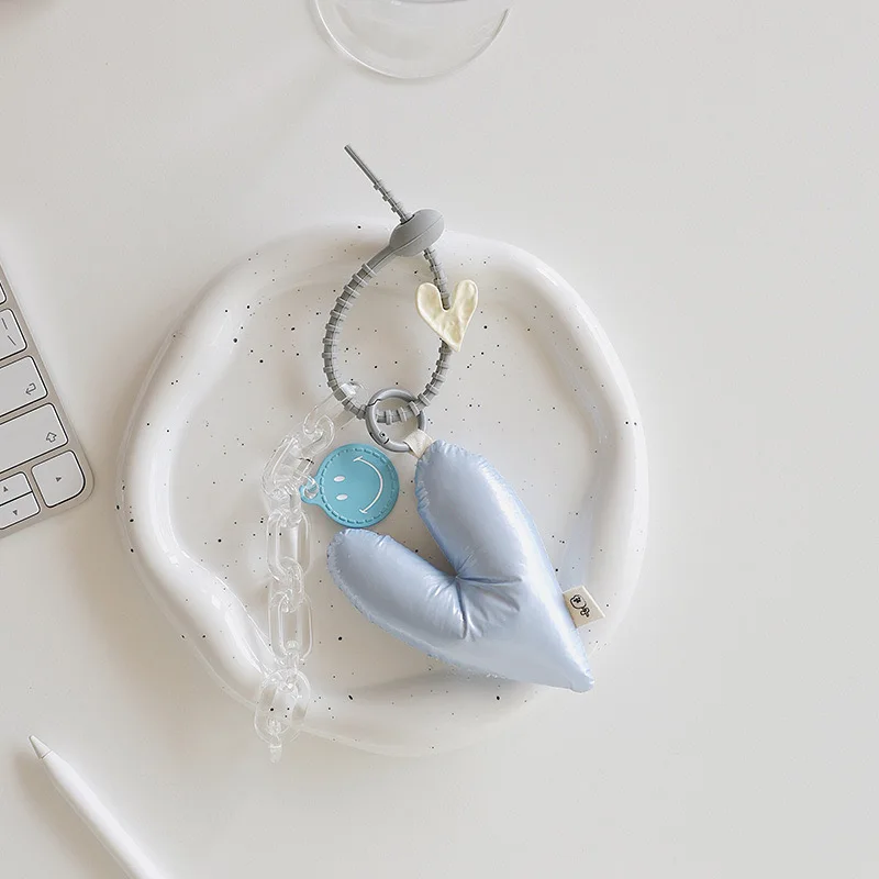 PU heart-shaped keychain 2d rubber keychain Japanese and Korean style cute heart-shaped pendant diy keychain