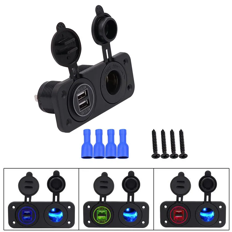 Car Lighter Charger Socket 2 In 1 Dual Usb Socket Car Charger Outlet Panel