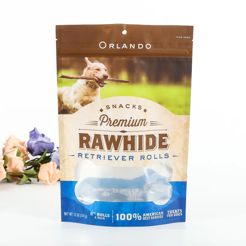 Factory price custom printed flat bottom eight side seal stand up pet dog food packaging bag