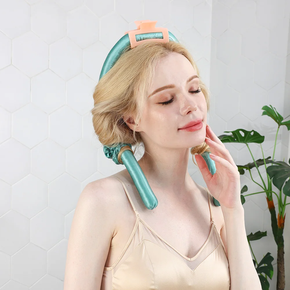 heatless curl silk soft magic sleep curling ribbon wraps rod hair 100% silk hair curler flexible curlers