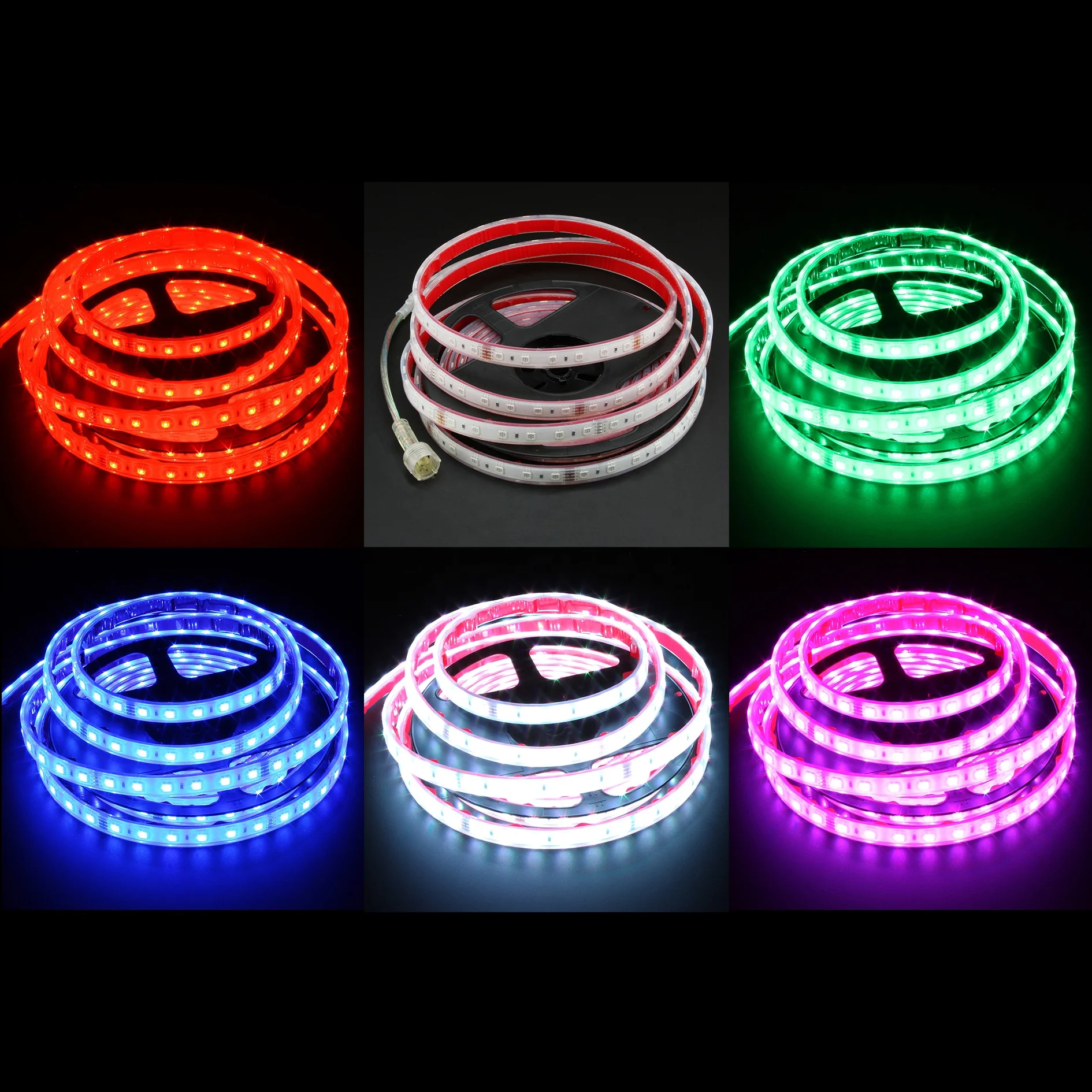 Custom Waterproof 24v Smd5050 60Led 10mm 14.4W 100mm Cuttable RGB IP54 IP65 IP66 IP67 IP68 Silicone Enclosure Led Light Strip