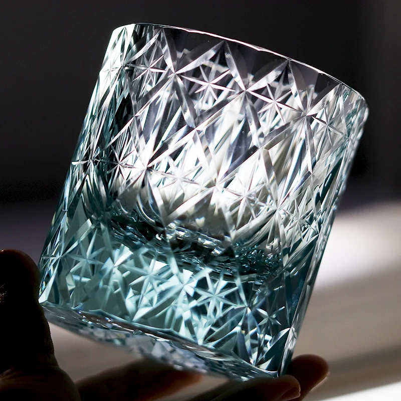 Hot Sale Japanese Style 250ml Old Fashioned Whisky Glasses Hand-Cut Amber Purple Color  Glasses Whiskey Water Fine Wine Glass