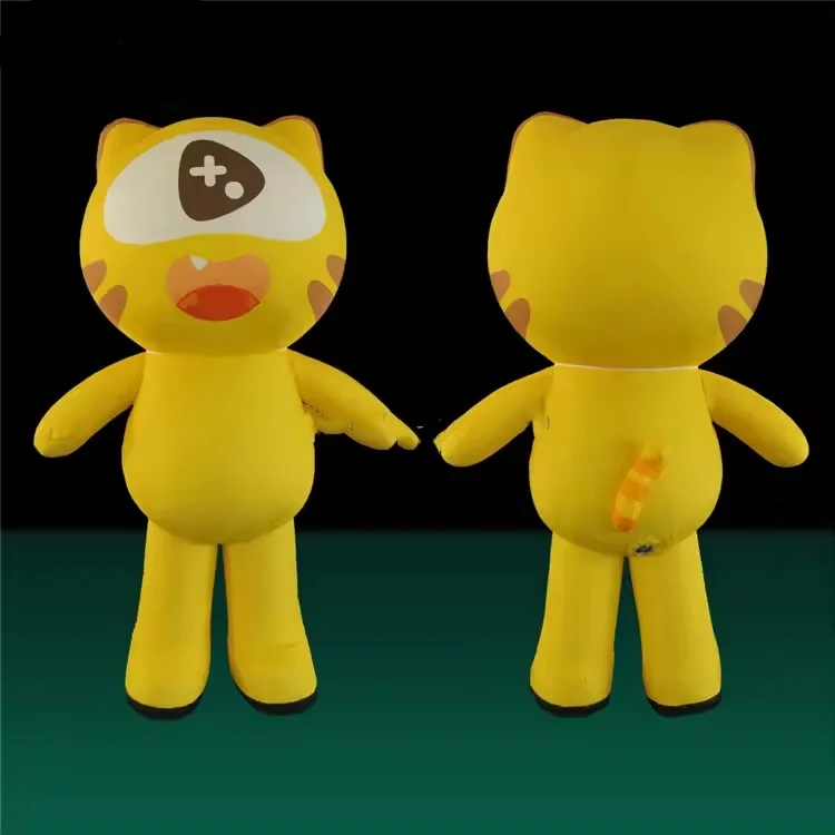 High Quality custom Cute inflatable yellow tiger cartoon mascot costume for sale