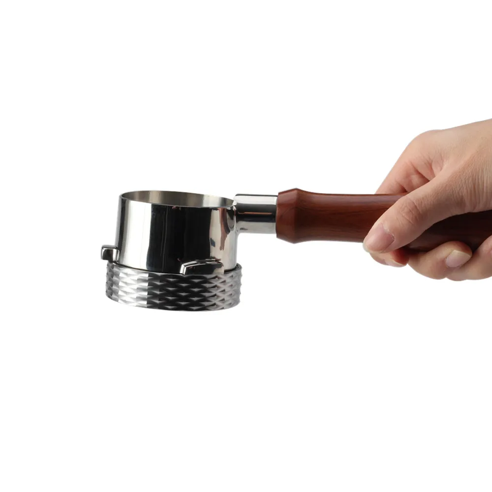 54mm Bottomless   Portafilter, For Espresso Machines Coffee Accessories with Wooden Handle And 1 Cup Filter