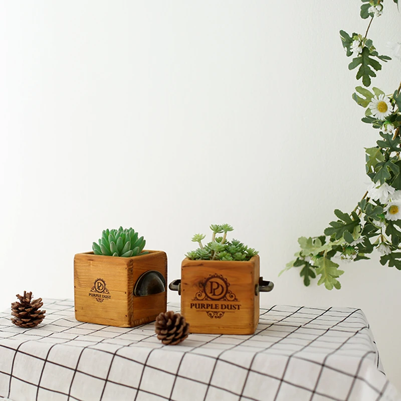 Деревянный Trug с ручкой для растений-суккулентов, деревянная коробка