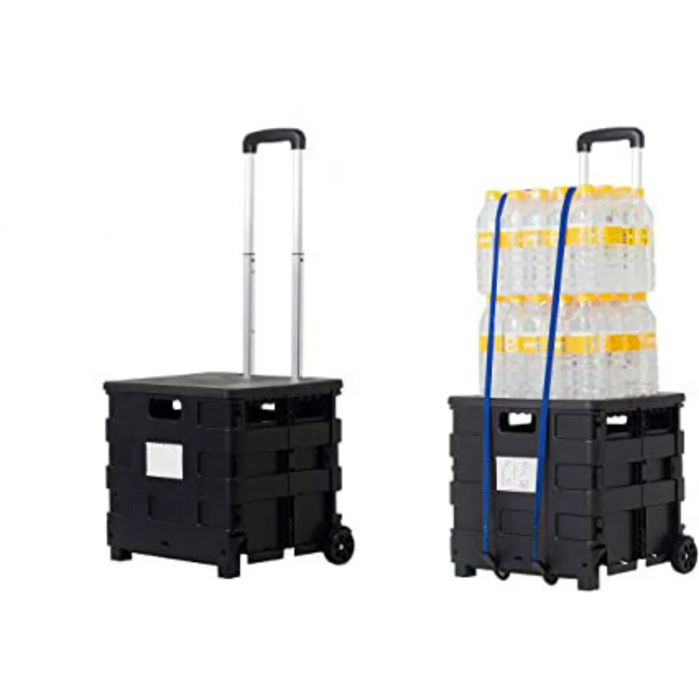 Customized Plastic Rolling Grocery Carry shopping  trolley bag Shopping basket with wheels storage foldable rolling trolley