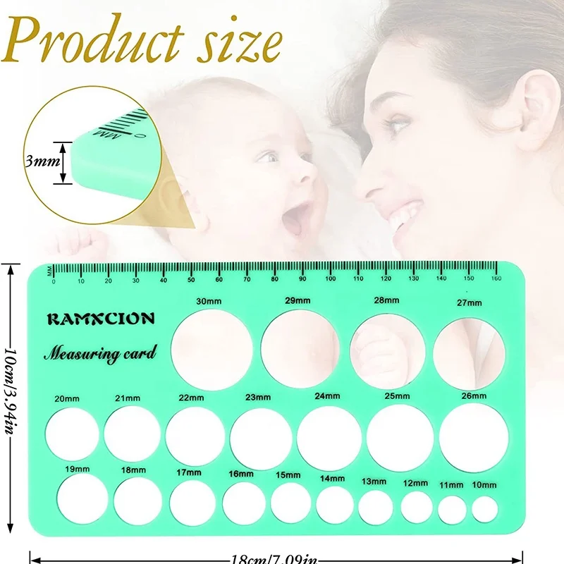 Children Drawing Stencils Measurement Soft Measuring Tool Sizer Card Reusable Silicone Flange Breast Nipple Measuring Ruler