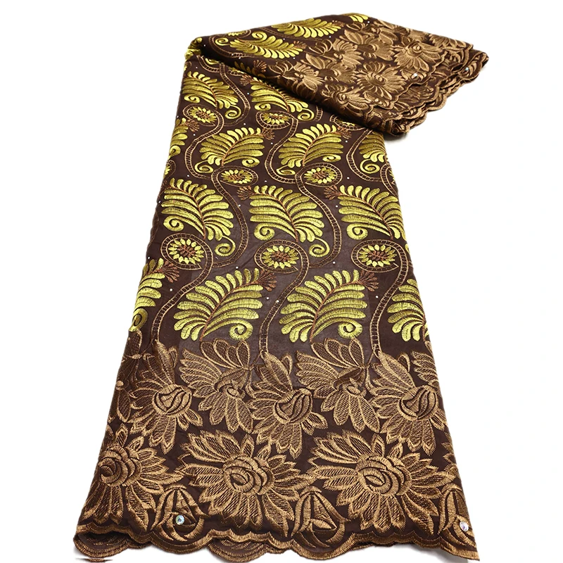 NI.AI High Quality 100% Cotton Lace Fabric African Cord Lace Embroidery Swiss Voile Lace Lafaya For Wedding Dress