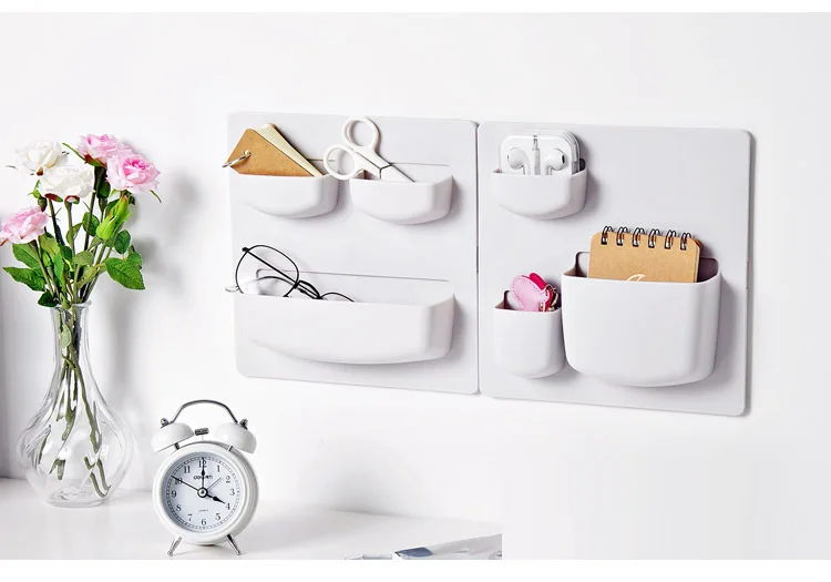 Minimum order of 5 pieces punch-free household self-adhesive storage shelf 4-tier kitchen plastic storage rack