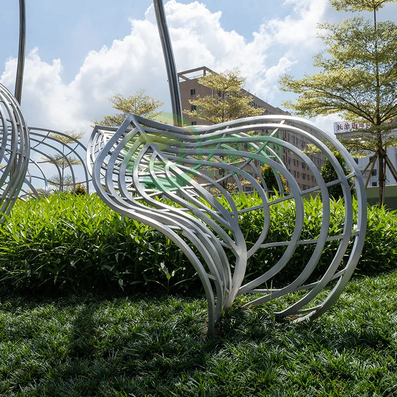 Outdoor Creative Sculpture Landscape Art Garden Square Decoration Metal Dandelion Stainless Steel Sculpture