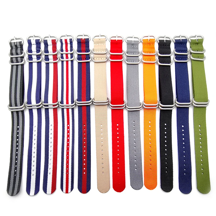 multi color high quality PVD buckle nylon striped watch strap woven strap for watch