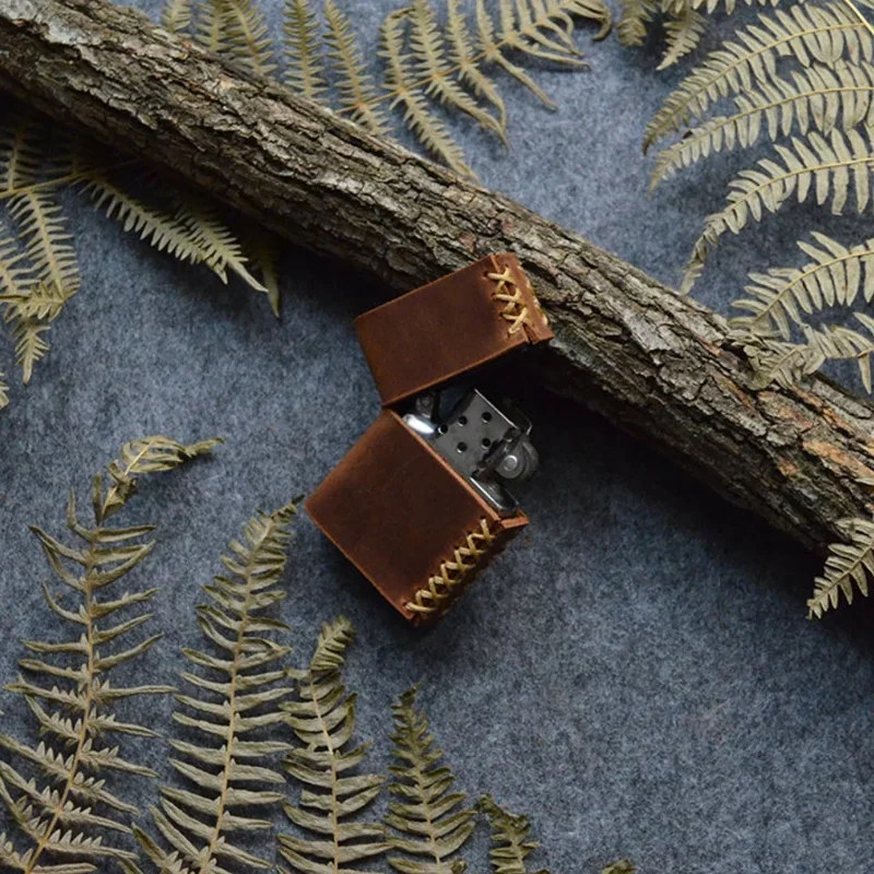 Custom Lighter Pouch Cover Handmade Genuine Leather Modern Lighter Case Gift for Dad Boyfriend