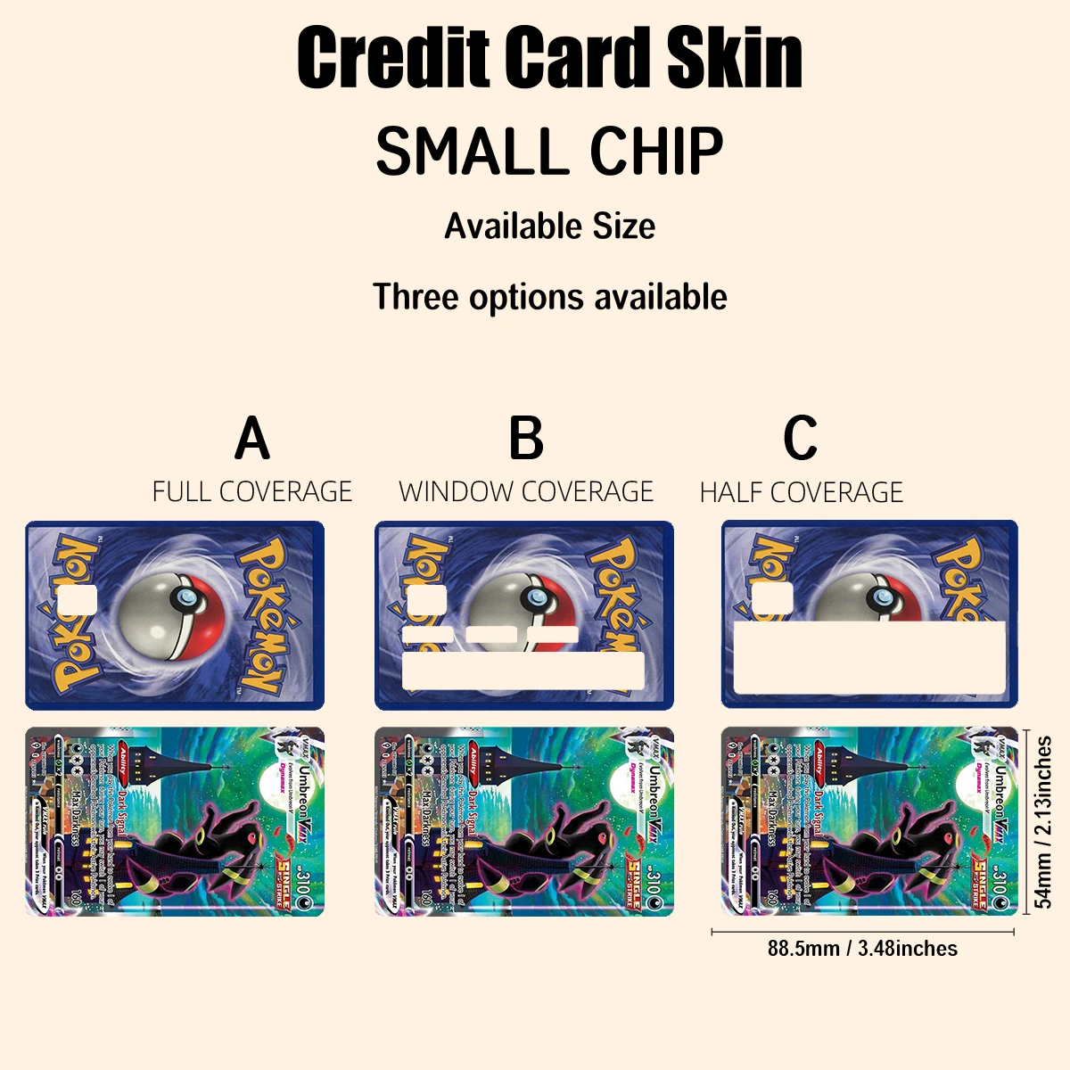 Free Design Custom Removeable ATM Pokemon Card Skin Stickers