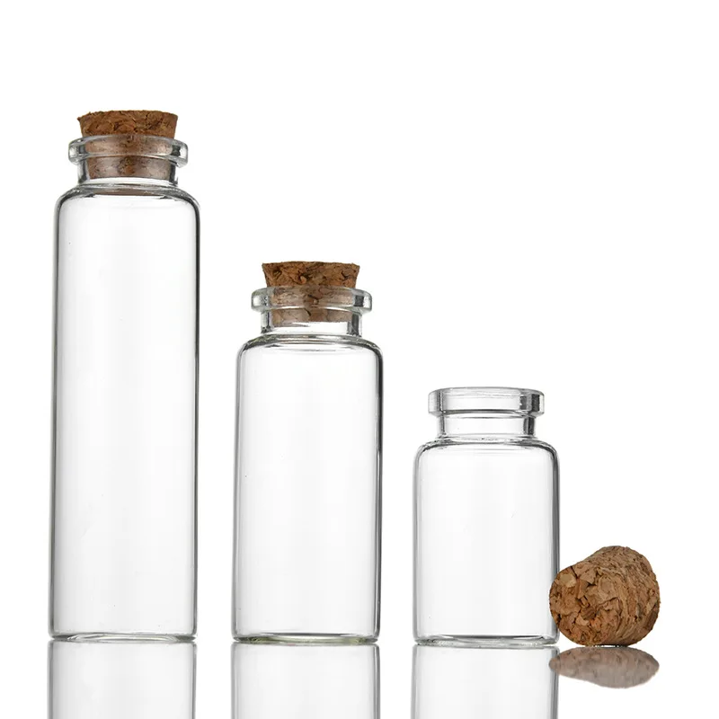 Small Glass Bottles 10ml Mini Storage Message Medicine Tea and Small Balls Glass Bottles Jar with Cork Lids
